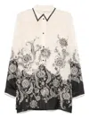 Zimmermann White Floral And Paisley Print Shirt With Contrasting Trim In Multi