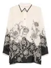 Zimmermann White Floral And Paisley Print Shirt With Contrasting Trim In Multi