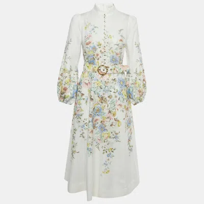 Zimmermann White Floral Print Linen Matchmaker Midi Dress
