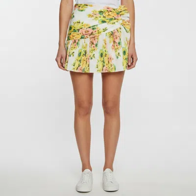 Pre-owned Zimmermann White Floral Print Plissé Mini Golden Surfer Skirt M