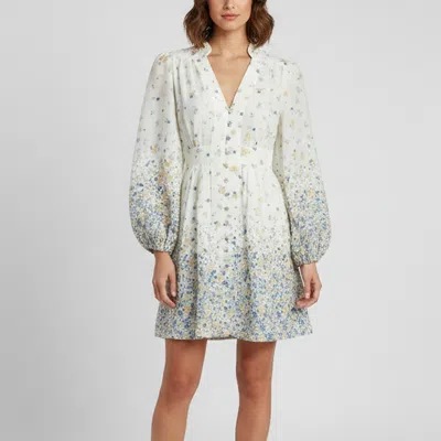 Pre-owned Zimmermann White Floral Printed Linen Carnaby Mini Dress M
