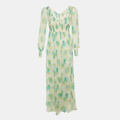 Pre-owned Zimmermann White Floral Printed Smocked Maxi Dress S