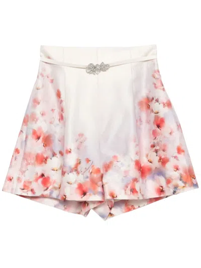 ZIMMERMANN ZIMMERMANN WHITE FLORAL SILK SHORTS