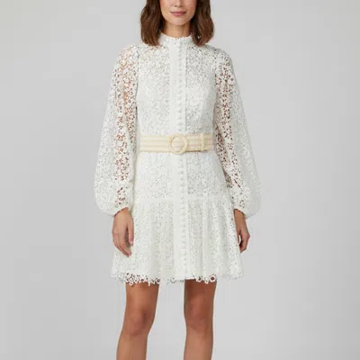 Pre-owned Zimmermann White Guipure Lace Belted Mini Dress M