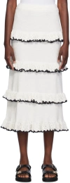Zimmermann White Halliday Midi Skirt In Black/ivory Bliv