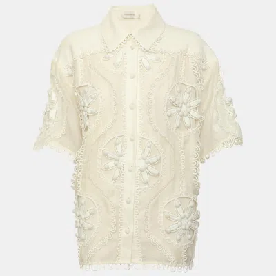 Pre-owned Zimmermann White Lace Doily Buttons Up Tops S