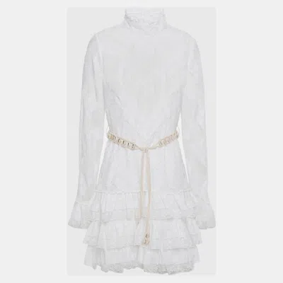 Pre-owned Zimmermann White Lace Mini Dress S
