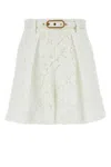Zimmermann Natura Belted Waist Lace Shorts In White