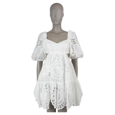 Pre-owned Zimmermann White Linen 2023 Vacaz Lace Mini Dress Xs