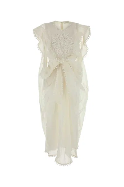 Zimmermann White Linen Blend Balance Dress
