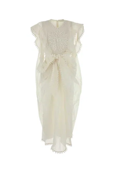 Zimmermann White Linen Blend Balance Dress