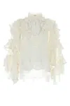 Zimmermann White Linen Blend Crush Blouse