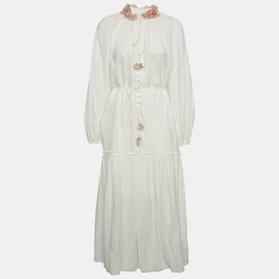 Zimmermann White Linen Blend Ruffle Maxi Dress