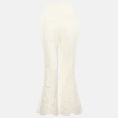 Zimmermann White Linen Floral Lace Trousers