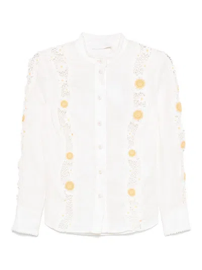 Zimmermann White Everley Shirt In Beige