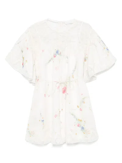 ZIMMERMANN WHITE LUCKY LINEN MINI DRESS