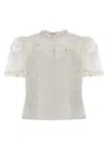 Zimmermann "floral Fantasy" Puff Sleeve Top In White