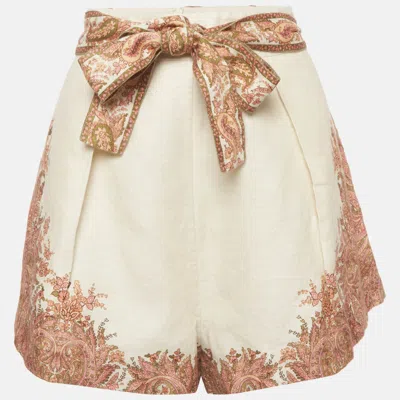 Zimmermann White Paisley Print Linen Brighton Tuck Shorts