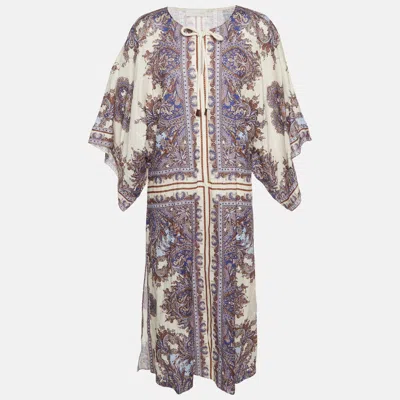 Pre-owned Zimmermann White Paisley Print Linen Ottie Kaftan Dress S