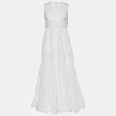 Pre-owned Zimmermann White Plisse Organdy Sleeveless Long Dress M