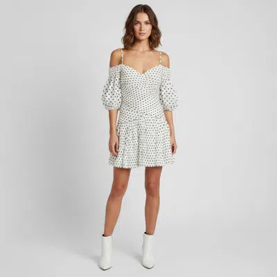Pre-owned Zimmermann White Polka Dot Chiffon Plisse Draped Dress M