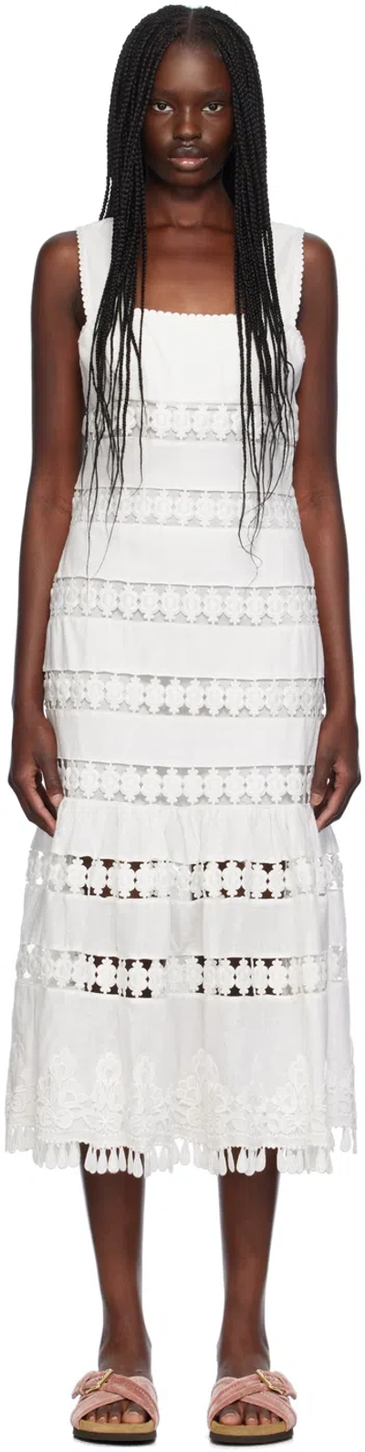 Zimmermann White Pop Trimmed Midi Dress