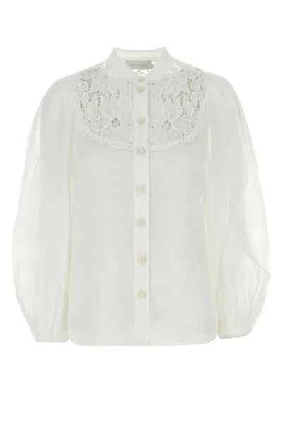 Zimmermann ‘jeannie' Butterfly Embroidery Linen Blouse In White