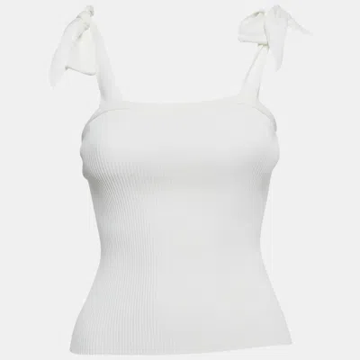 Zimmermann White Rib Knit Sleeveless Tie-up Top
