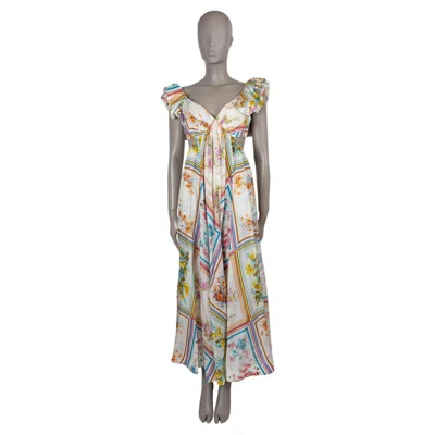 Pre-owned Zimmermann White Silk 2023 Halcyon Floral Maxi Dress 0 Xs