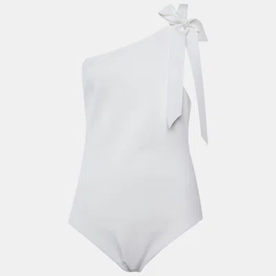 Zimmermann White Synthetic Bow Detail One Shoulder Zinnia One Piece Swimsuit