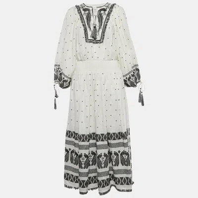 Zimmermann White Tali Embroidered Linen Maxi Dress In Multi