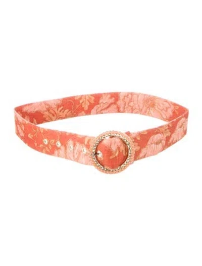 Pre-owned Zimmermann Wide Crystal Embellishments Belt In Orange