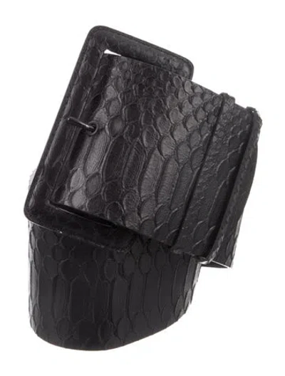 Pre-owned Zimmermann Wide Embossed Leather Waist Belt In Black