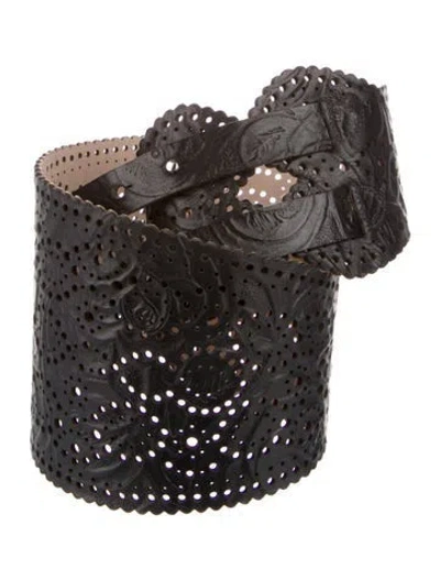 Pre-owned Zimmermann Wide Leather Waist Belt In Black
