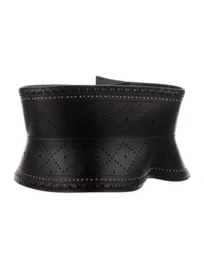 Pre-owned Zimmermann Wide Leather Waist Belt In Black