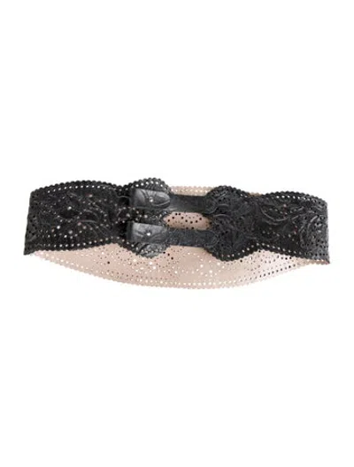 Pre-owned Zimmermann Wide Leather Waist Belt In Black