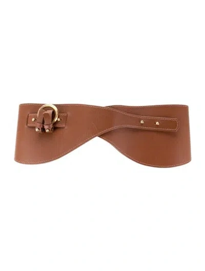 Pre-owned Zimmermann Wide Leather Waist Belt In Brown