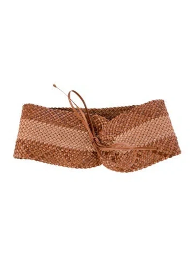 Pre-owned Zimmermann Wide Leather Waist Belt In Brown