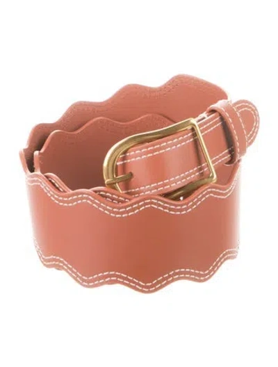 Pre-owned Zimmermann Wide Leather Waist Belt In Brown