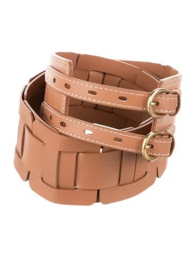 Pre-owned Zimmermann Wide Leather Waist Belt In Brown