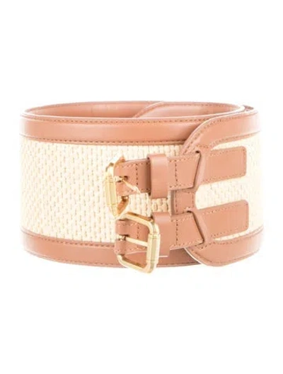Pre-owned Zimmermann Wide Leather Waist Belt In Brown