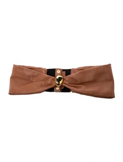 Pre-owned Zimmermann Wide Leather Waist Belt In Brown