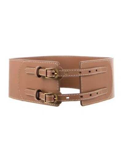 Pre-owned Zimmermann Wide Leather Waist Belt In Brown