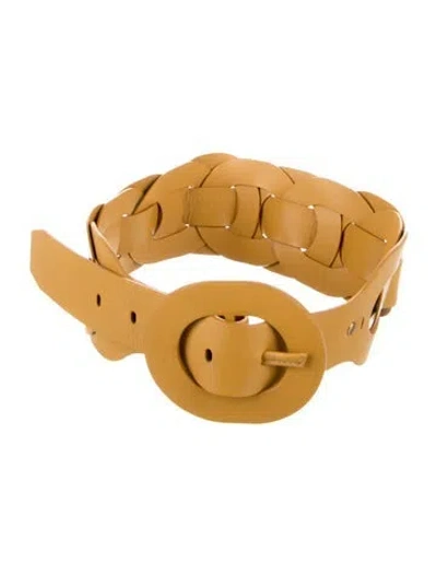 Pre-owned Zimmermann Wide Leather Waist Belt In Neutral