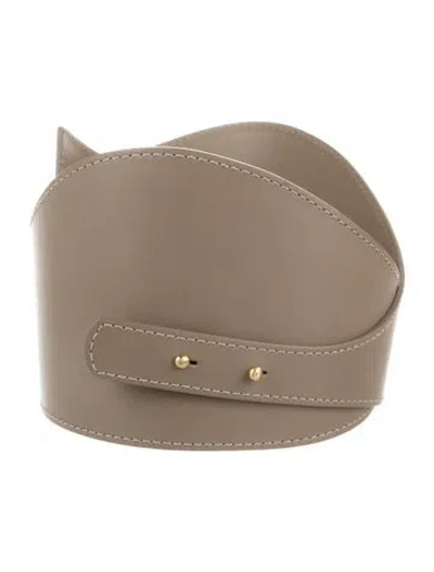 Pre-owned Zimmermann Wide Leather Waist Belt In Neutral