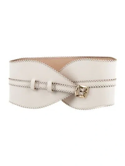 Pre-owned Zimmermann Wide Leather Waist Belt In Neutral