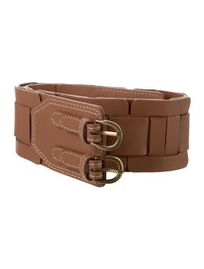 Pre-owned Zimmermann Wide Leather Waist Belt In Neutral