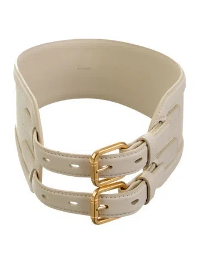 Pre-owned Zimmermann Wide Leather Waist Belt In Neutrals