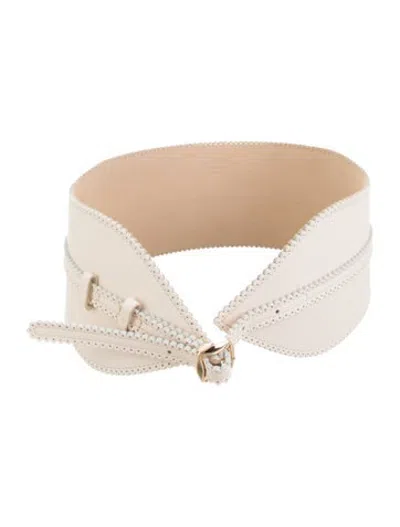 Pre-owned Zimmermann Wide Leather Waist Belt W/ Tags In Neutrals