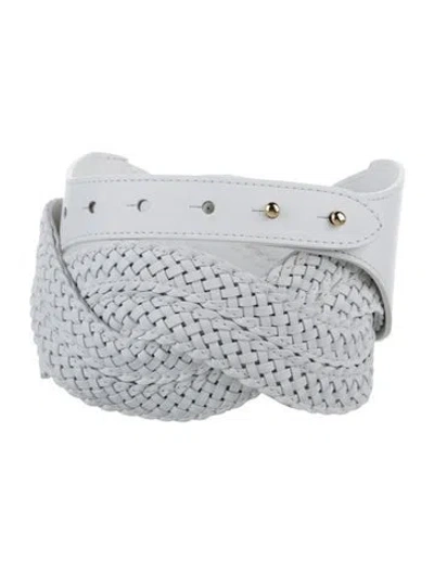 Pre-owned Zimmermann Wide Leather Waist Belt In White